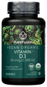 PLANTFUSION: Organic Vitamin D3 50 mcg 2000IU, 60 tb
