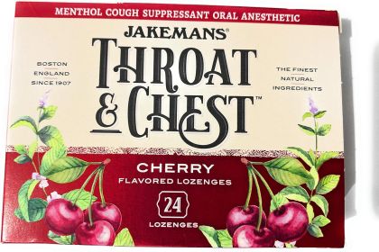 JAKEMANS: Lozenge Throat and Chest Cherry Menthol, 24 pc