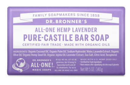 Dr. Bronner's Magic Soap - Castile Bar Soap - Lavender - 5 oz - Versatile - Adults, Teens, Children